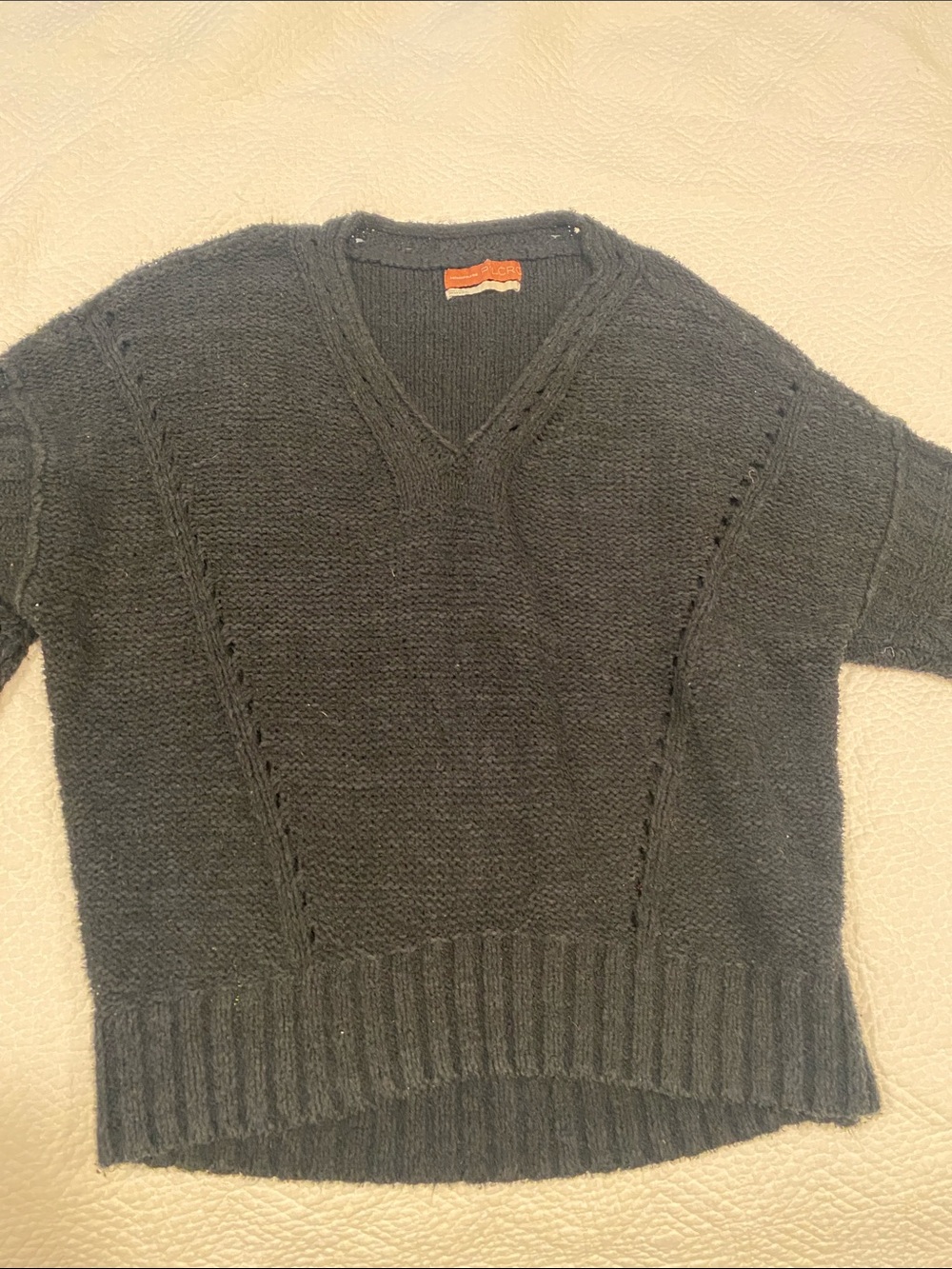 Anthropologie Charcoal Gray V-Neck Knit Sweater